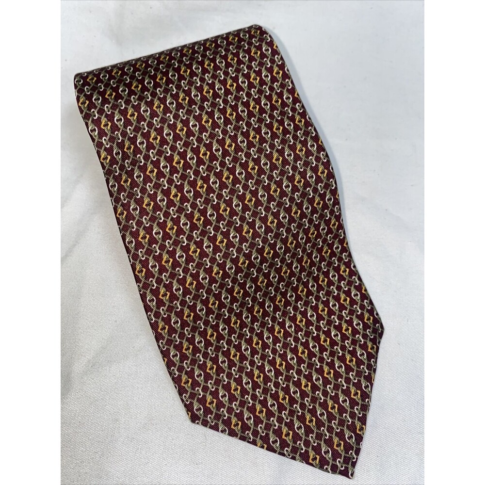 brooks brother silk tie Chain bit equestrian derby GEOMTRIC 3.75X58 Horse USA